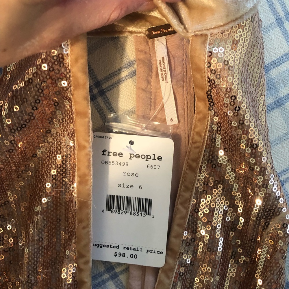 Free People Film Noir Gold Sequin Mini Dress NWT - Picture 4 of 5